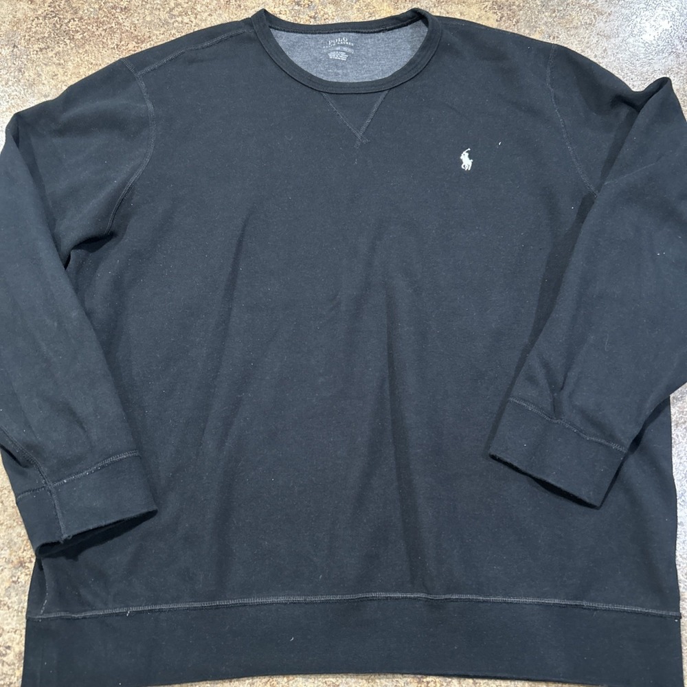 Mens Polo Ralph Lauren Black Crewneck Sweatshirt Size XXL White Pony